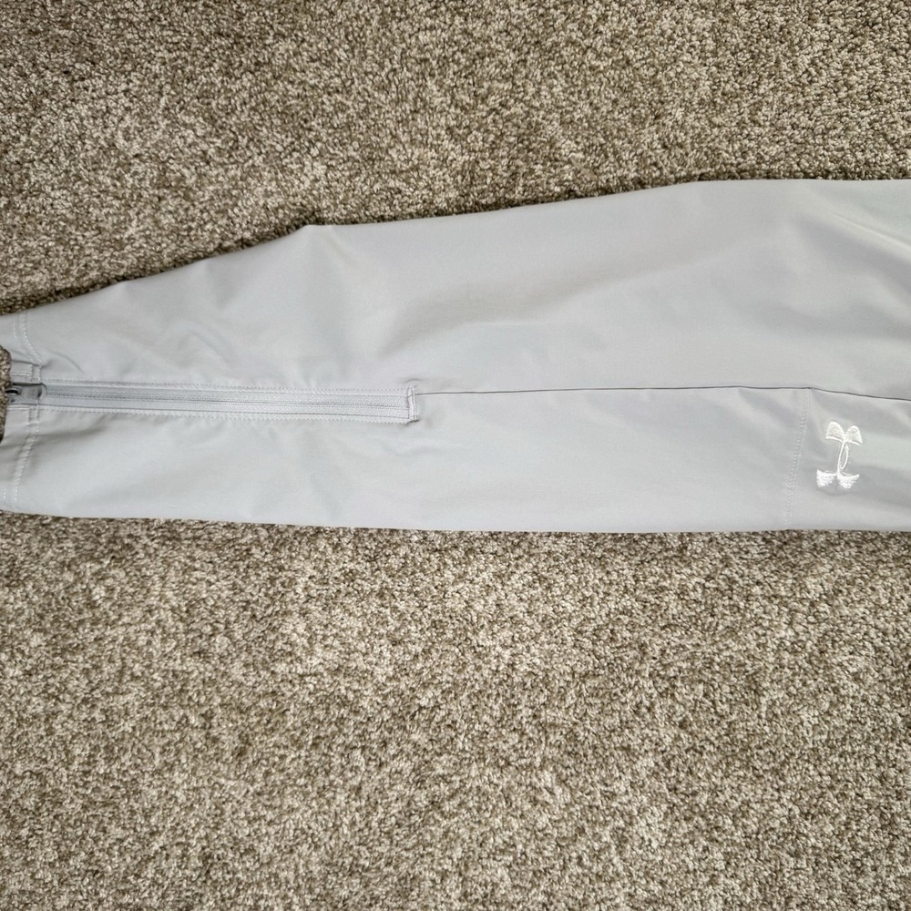 Under Armour Mens Size M‎ Squad Warm Up Zip Ankle Feather Grey Pant - Picture 10 of 16